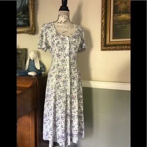 ❤️ Joni Blair VTG Floral V-neck Midi Grunge Dress M‼️FINAL SALE